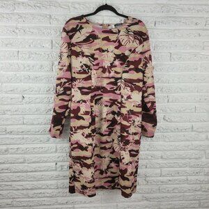 Angela Plus Women Dress 3XL Plus Shift Long Sleeve Career Office Burgundy FLO81E